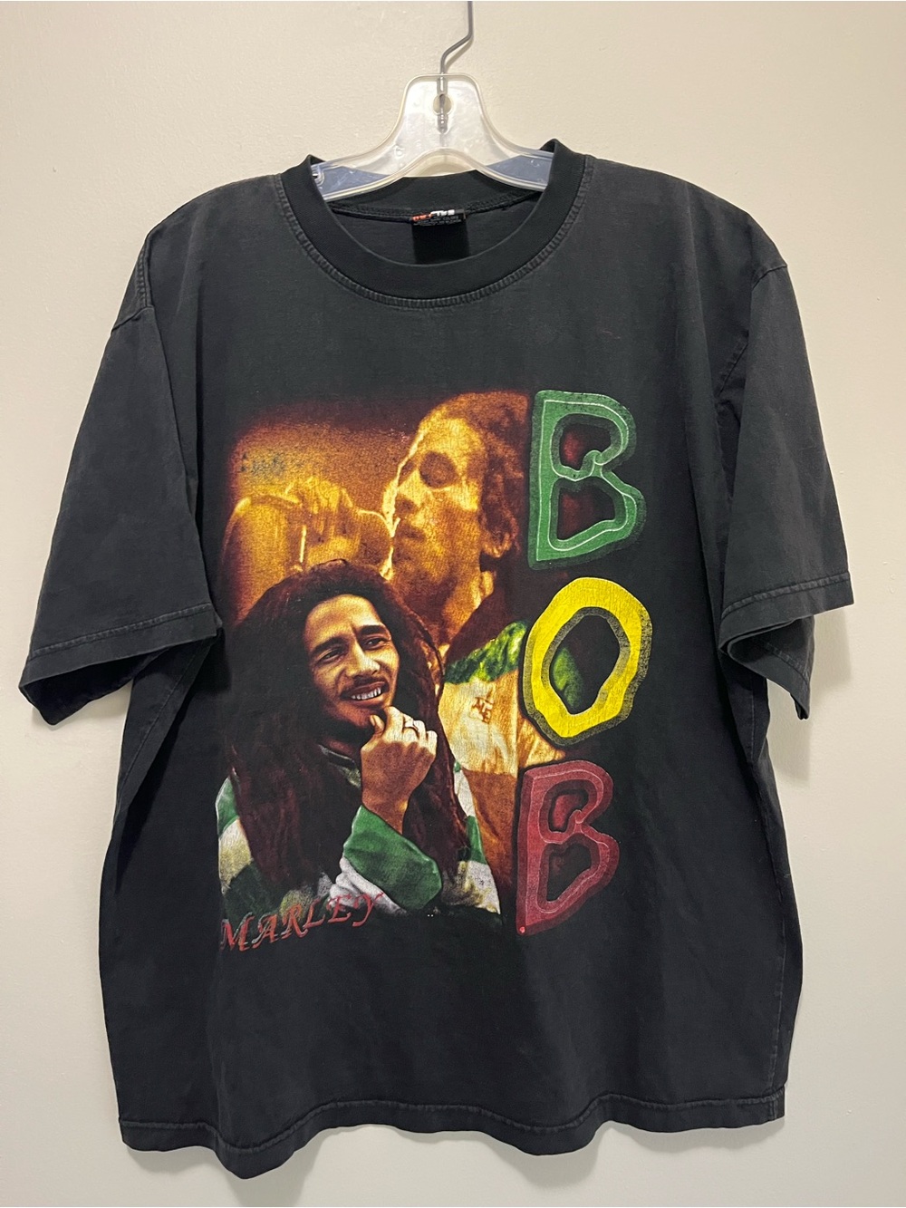 Vintage 90s Bob Marley T Shirt XL Double Sided Rap Tee Style Reggae Sun Faded